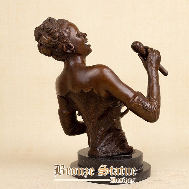 14in | 36cm bronze bust statue female singer bronze sculpture famous music star art figurine for home decor ornament gifts craft