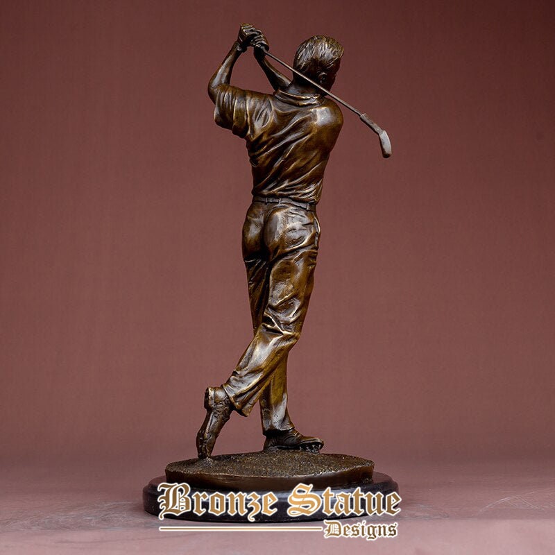14in | 37cm | bronze golf man statue bronze golfer man sculpture playing golf art figurine crafts for home decoration ornament gifts