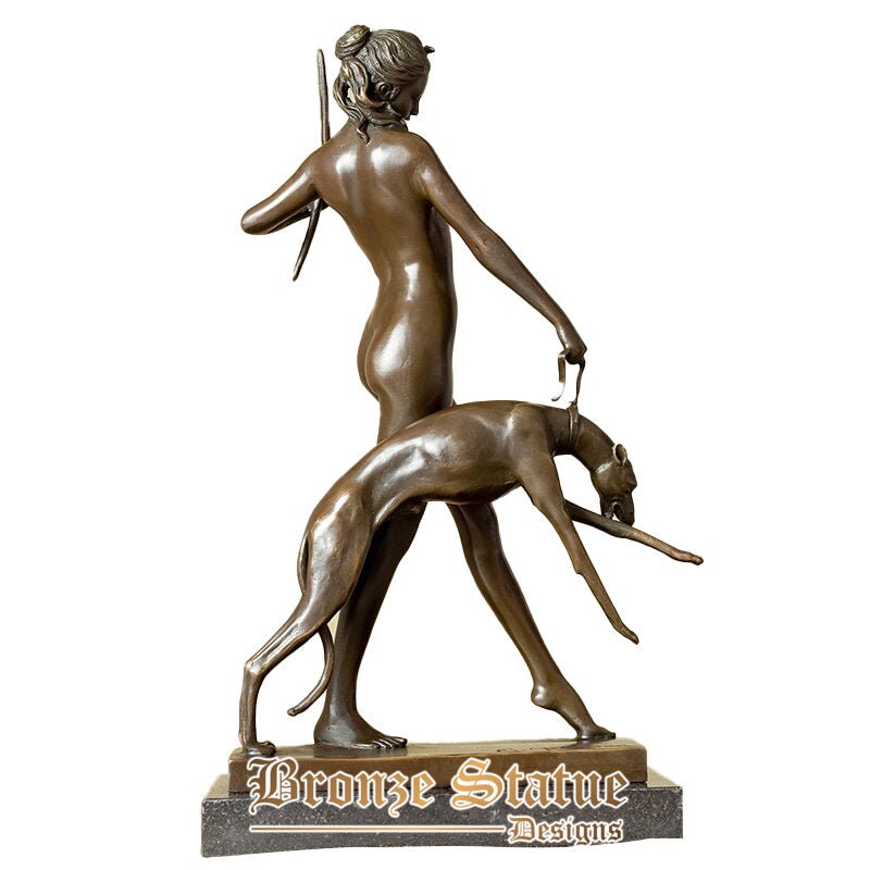 12in | 32cm | Caça em bronze e escultura deusa da lua estátua de artemis estatueta de bronze mito grego escultura para artesanato de arte de decoração para casa