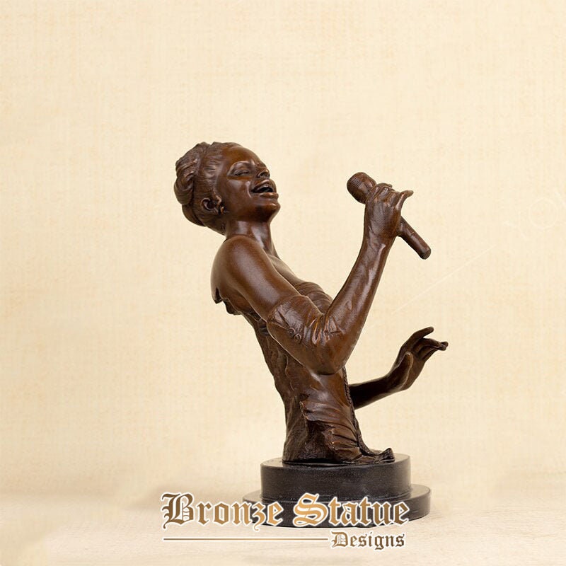 14in | 36cm bronze bust statue female singer bronze sculpture famous music star art figurine for home decor ornament gifts craft