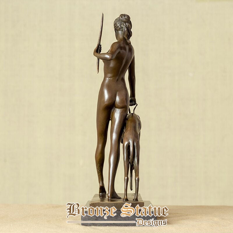 12in | 32cm | bronze hunting and moon goddess sculpture artemis statue figurine bronze greek myth sculpture for home decor art crafts