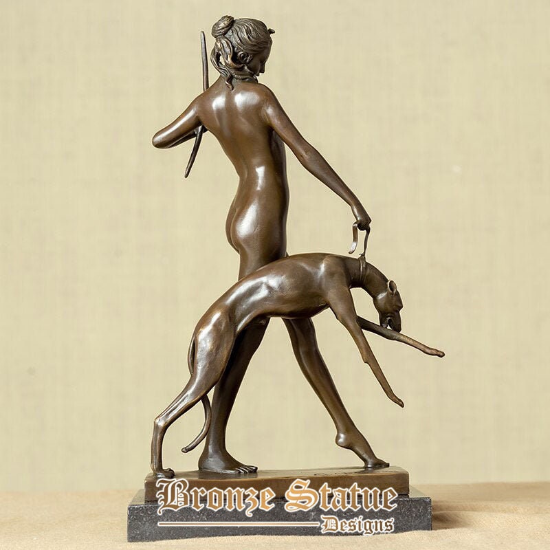 12 Zoll | 32cm | Bronze-Jagd- und Mondgöttin-Skulptur, Artemis-Statue, Bronzefigur, griechische Mythos-Skulptur für Wohnkultur, Kunsthandwerk