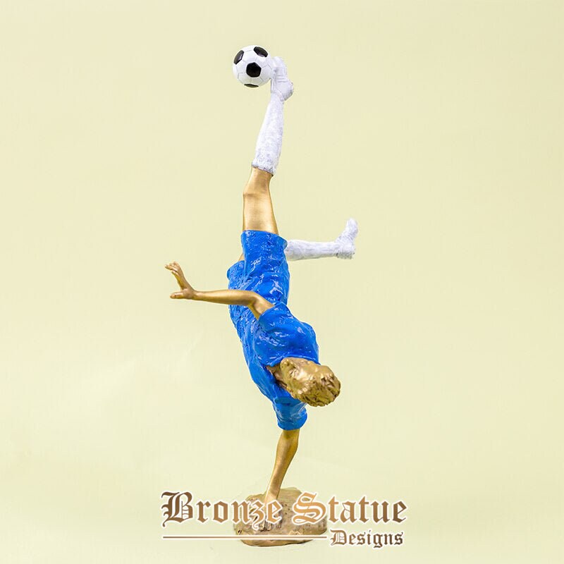 12in | 31cm | bronze football man statue famous bronze football sculpture modern art cast sport crafts for home decor ornament gifts