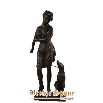30in | 76cm | bronze hunting and moon goddess sculpture modern art artemis statue figurine bronze greek myth sculpture for home decoration
