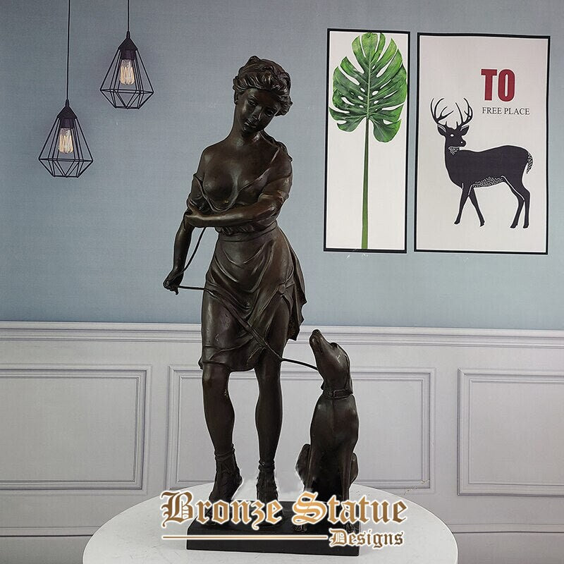 30in | 76 cm | scultura in bronzo della dea della caccia e della luna arte moderna statua di artemis figurine scultura in bronzo del mito greco per la decorazione domestica