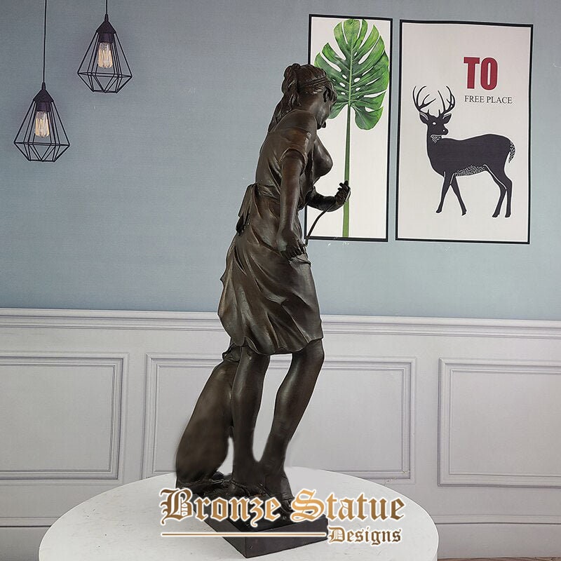 30in | 76 cm | scultura in bronzo della dea della caccia e della luna arte moderna statua di artemis figurine scultura in bronzo del mito greco per la decorazione domestica
