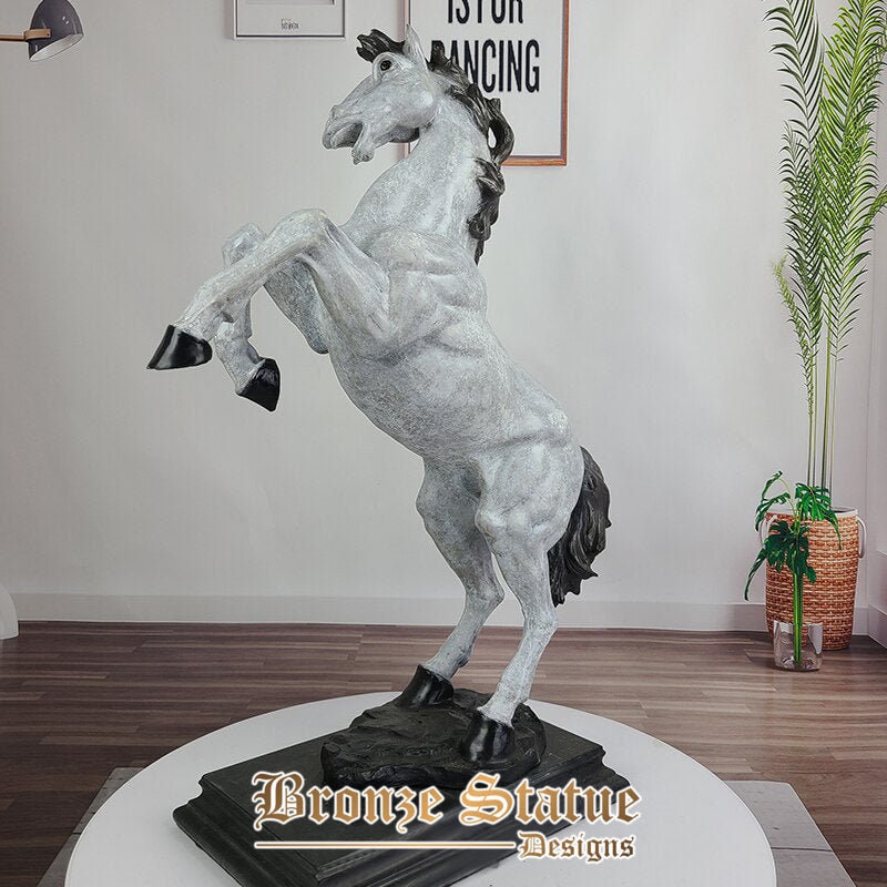 27in | 59cm | bronze horse sculpture bronze horse standing statue animal sculptures bronze finish statue with base for garden home decor