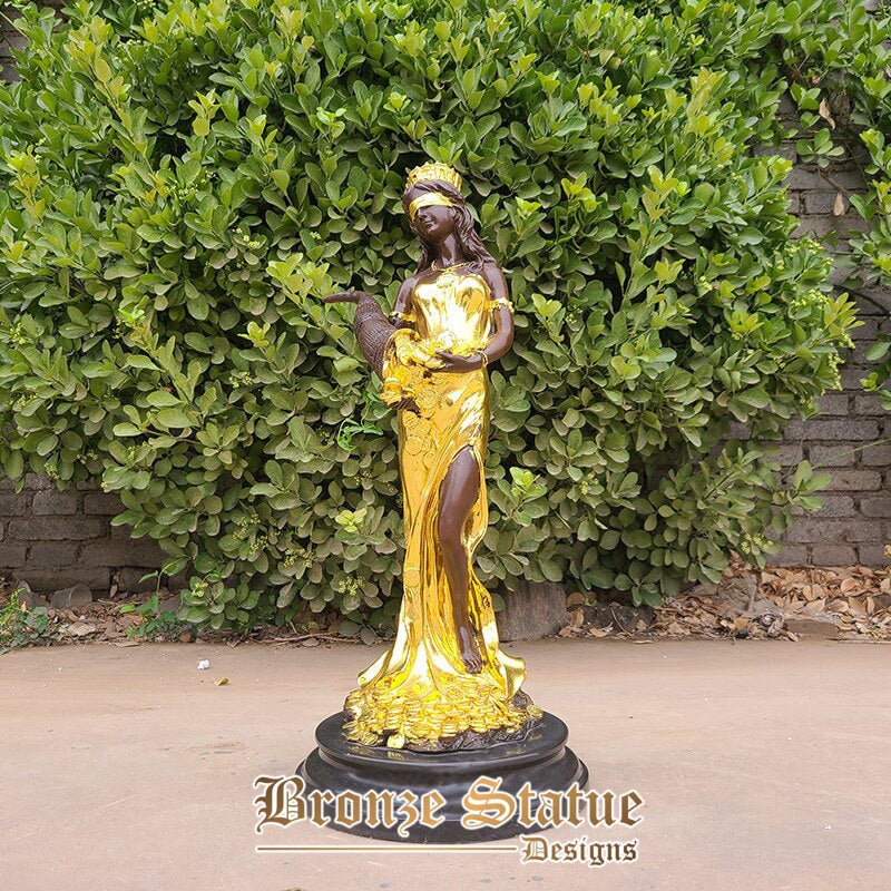26in | 66cm | bronze tyche statue goddess of luck bronze sculpture fate and fortune lady luck fortuna statues for home office decor