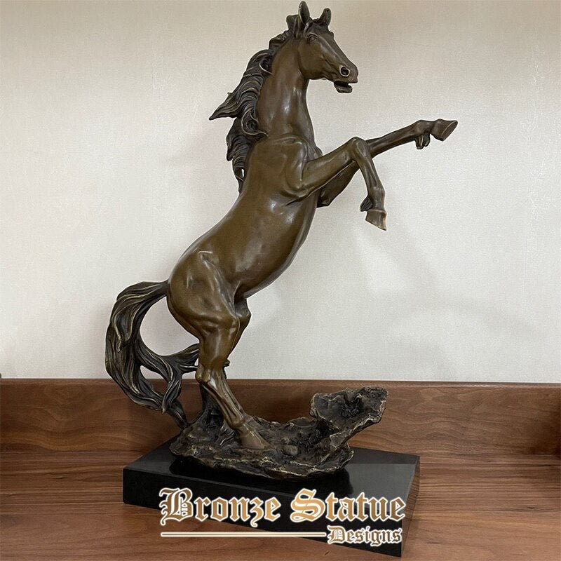 22 polegadas | 56cm | Estátua de cavalo de bronze escultura de cavalo de bronze antigo fundição de artesanato de arte de bronze coleção de decoração para casa e jardim