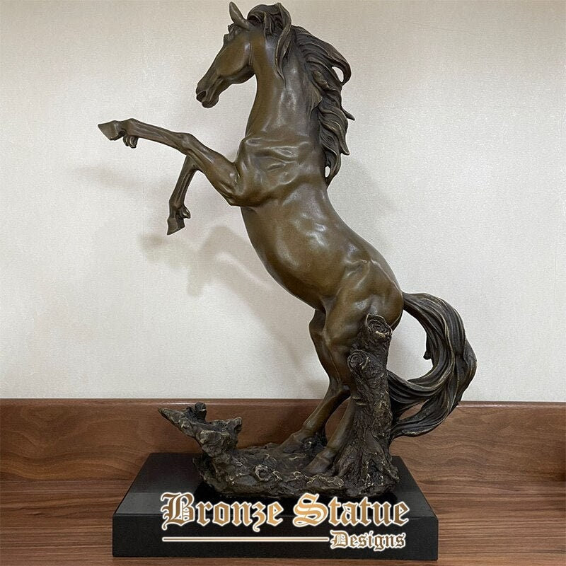 22 polegadas | 56cm | Estátua de cavalo de bronze escultura de cavalo de bronze antigo fundição de artesanato de arte de bronze coleção de decoração para casa e jardim