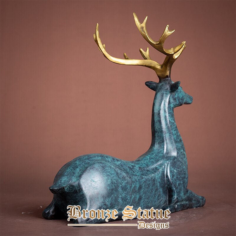 8in | 21cm | bronze deer sculpture modern art bronze deer statue animal statues for home office decor ornament bronze crafts