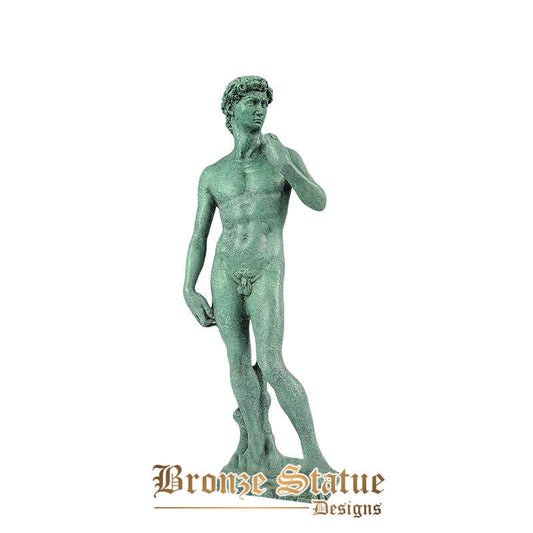 19 Zoll | 48cm | Bronze-David-Statue von Michelangelo Bronze-David-Skulptur berühmter Mann Skulpturen antike Kunst Wohnkabinett Bürodekor