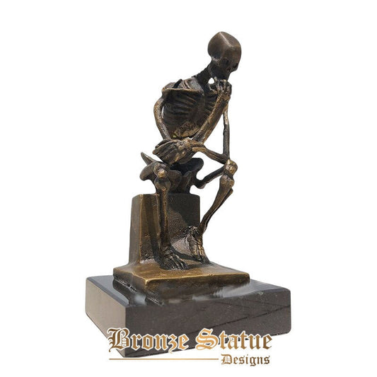 6 Zoll | 16cm | bronze skelett skulptur abstrakt bronze der denker statue schädel denker statuen antikes kunsthandwerk home office decora