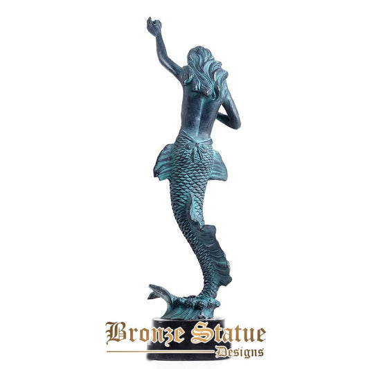 17in | 43cm | Escultura de sereia de bronze sereia estátua de bronze de arte moderna estatueta de fundição artesanato para decoração de casa ornamento presente