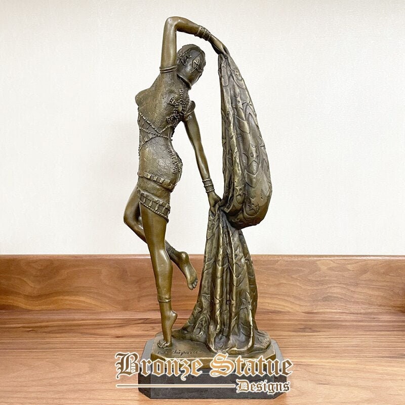 17in | 43cm | Estátua de mulher sexy de bronze dança egito escultura de bronze feminina fundição de artesanato para decoração de casa ornamento interior