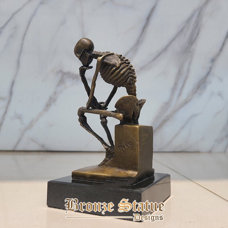 6 Zoll | 16cm | bronze skelett skulptur abstrakt bronze der denker statue schädel denker statuen antikes kunsthandwerk home office decora