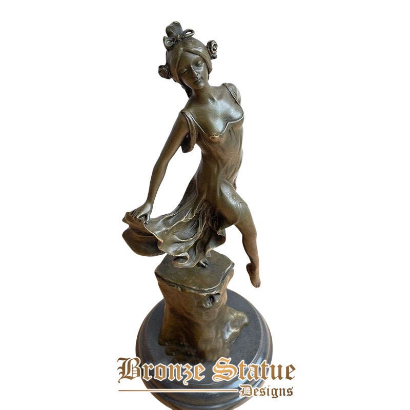 13in | 33cm | Escultura de dança de mulher ocidental de bronze estatueta de estátua de dançarina feminina de bronze para decoração de hotel em casa ornamento artesanato de arte