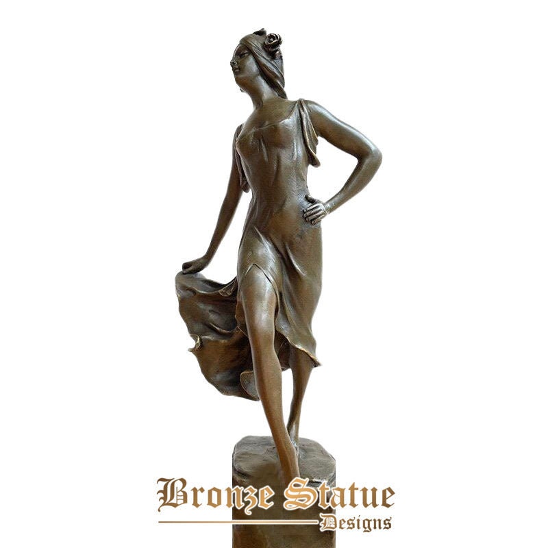 13in | 33cm | Escultura de dança de mulher ocidental de bronze estatueta de estátua de dançarina feminina de bronze para decoração de hotel em casa ornamento artesanato de arte