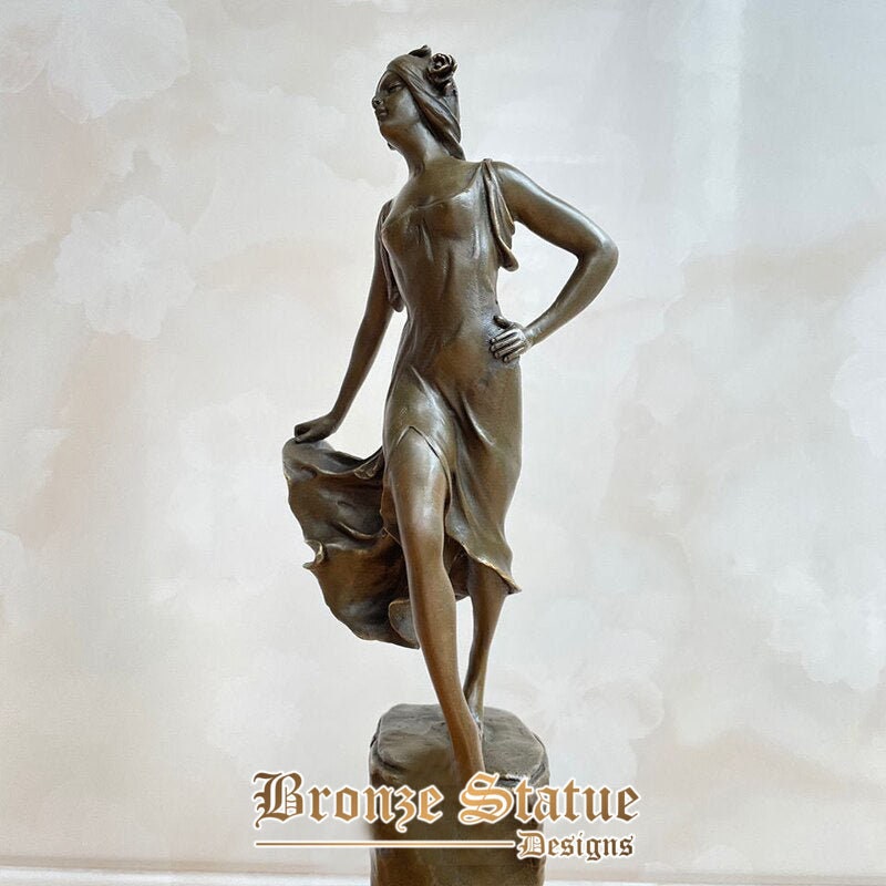 13in | 33cm | bronze western woman dancing sculpture bronze female dancer statue figurine for home hotel decor ornament art crafts