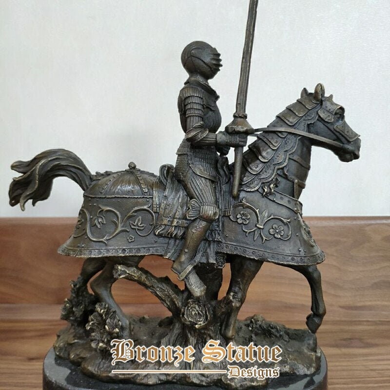 15 polegadas | 38cm | Escultura de bronze guerreiro feminino soldado estátua de bronze estátua de cavaleiro de bronze ocidental arte vintage artesanato para decoração de casa