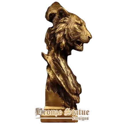 Vintage bronze tiger sculptures animal head bronze tiger art crafts figurines for home decor collection ornaments