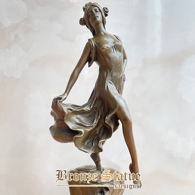 13 Zoll | 33cm | Bronzene westliche Frau tanzende Skulptur Bronzene Tänzerin Statue Figur für Heimhotel Dekor Ornament Kunsthandwerk