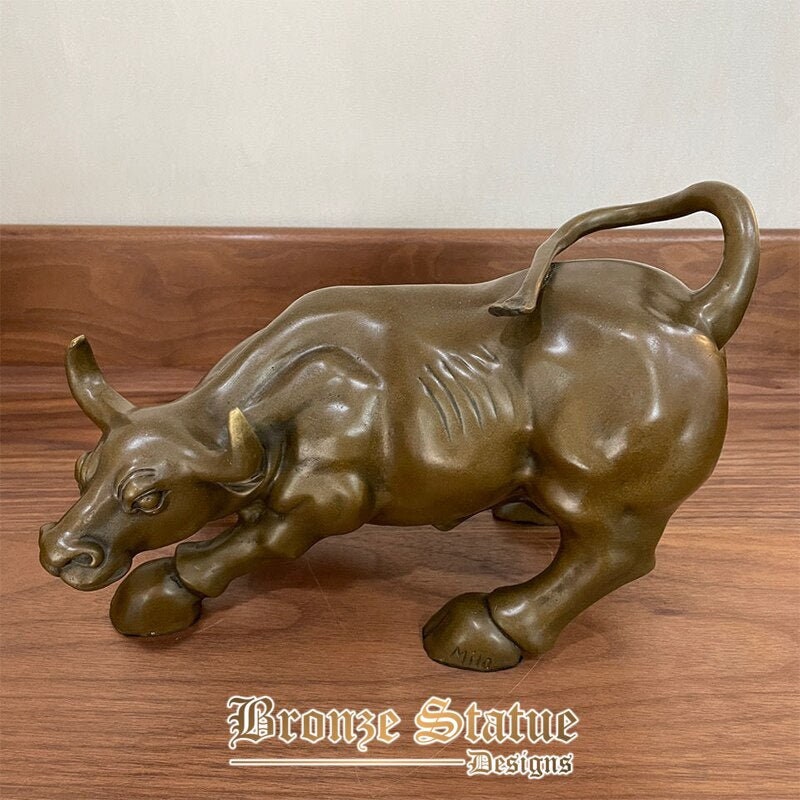 11in | 28cm | bronze wall street bull sculpture cow cattle ox bronze statue modern art animas sculptures for home hotel decor ornament