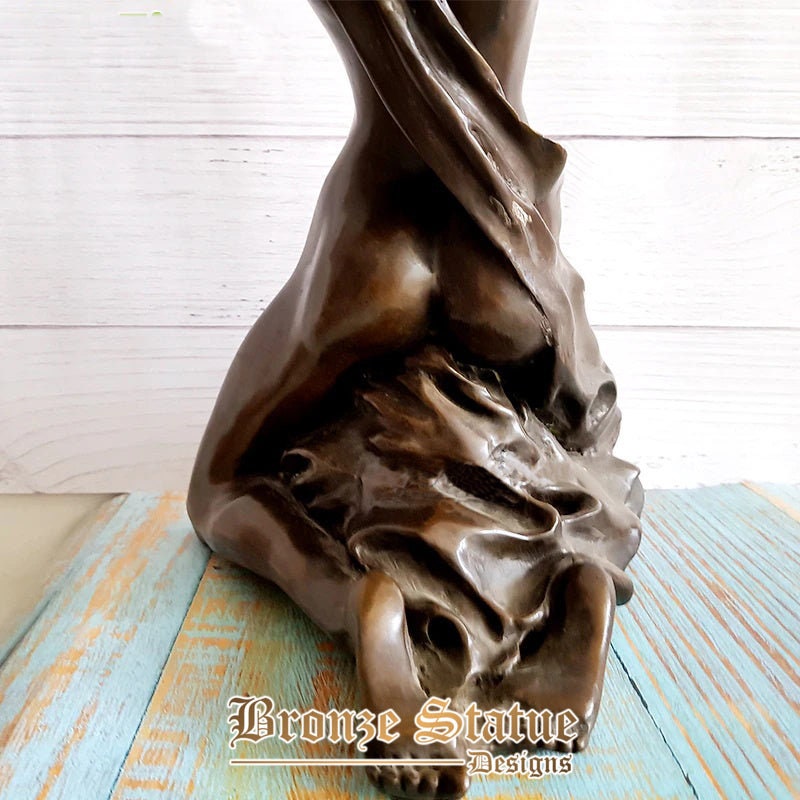 Modern hot sexy girl statue bronze kneeled nude female sculpture vintage naked woman figurine art collectible decor ornaments