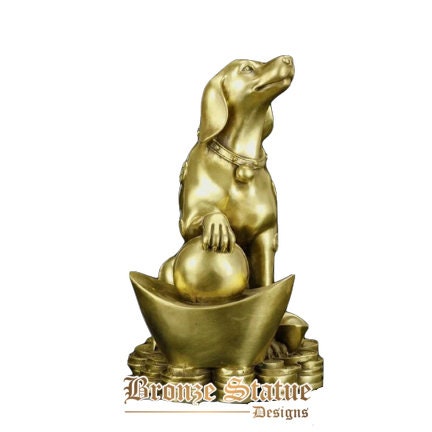 China bronze dog sculpture tradition bronze dog statue symbol of wealth lucky dog figurine crafts for home office decoration