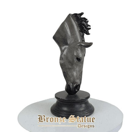 Bronze horse head sculpture bronze animal bust sculpture large horse bronze bust statue ornament modern art home office decor