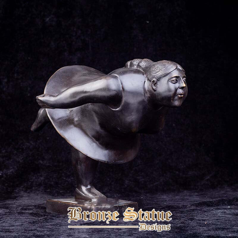 Bronze fat lady yoga sculpture bronze statue abstract fat lady figurines ornament office hotel home modern art decor