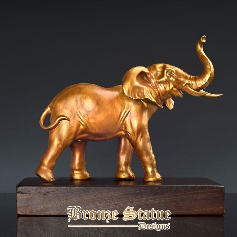 Bronze elephant statue elephant bronze sculpture african elephant statues with wooden base for home decoration ornament crafts