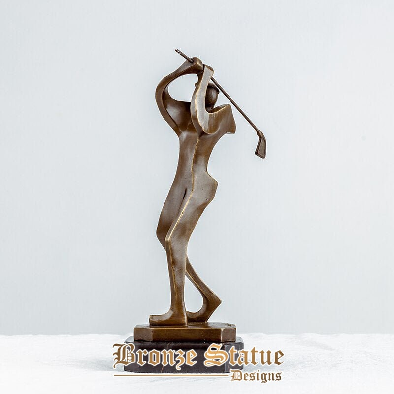 Escultura de golfe abstrata estátua de golfe de bronze arte moderna estátuas de golfe modernas e elegantes de bronze para presentes de ornamento de decoração para casa