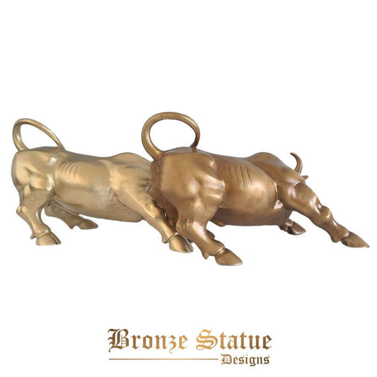 8 polegadas | 22cm | Escultura de touro de bronze estátua de bronze estatuetas de touro de carregamento de parede artesanato de arte artesanato decoração de escritório em casa ornamentos