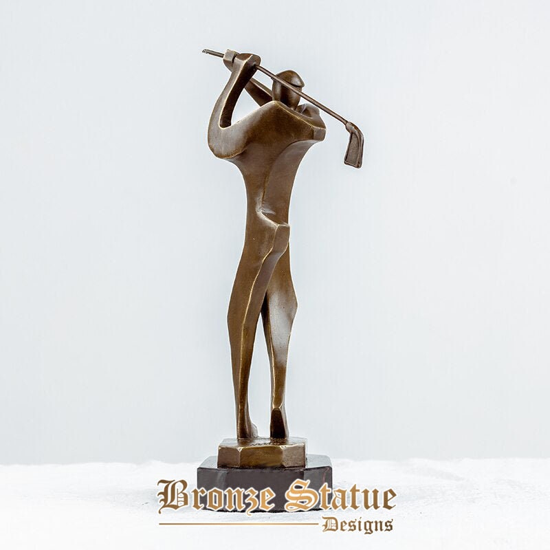 Escultura de golfe abstrata estátua de golfe de bronze arte moderna estátuas de golfe modernas e elegantes de bronze para presentes de ornamento de decoração para casa