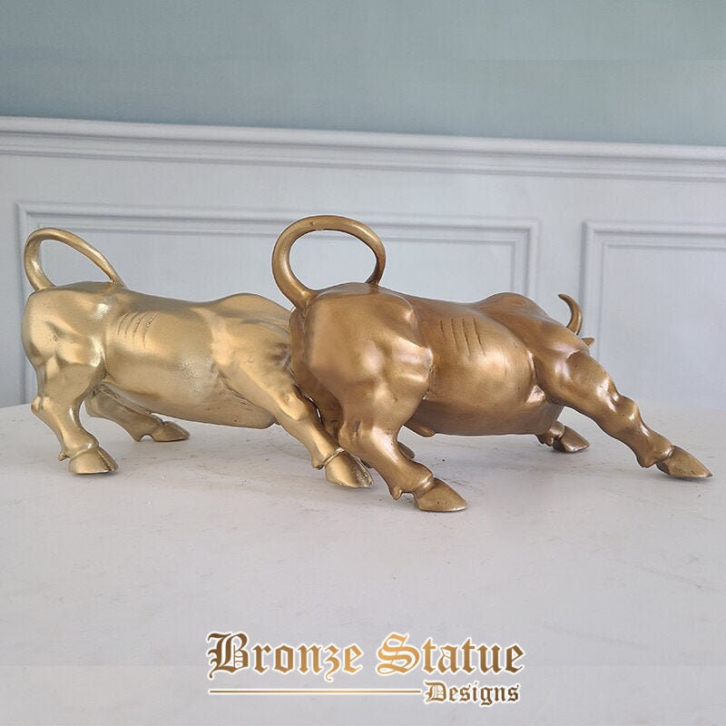 8in | 22cm | bronze bull sculpture bronze statue wall street charging bull figurines art crafts home office decoration ornaments