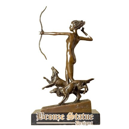 13 Zoll | 33cm | Bronze-Jagd- und Mondgöttin-Skulptur, Artemis-Statue, Bronzefigur, griechische Mythos-Skulptur für Wohnkultur, Kunsthandwerk