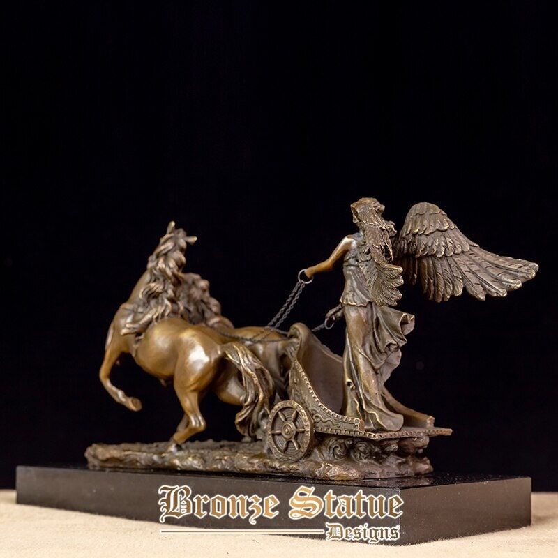 13in | 33cm | bronze sculpture goddess of victory with bronze horse bronze statue of victory for home hotel decor ornament art crafts