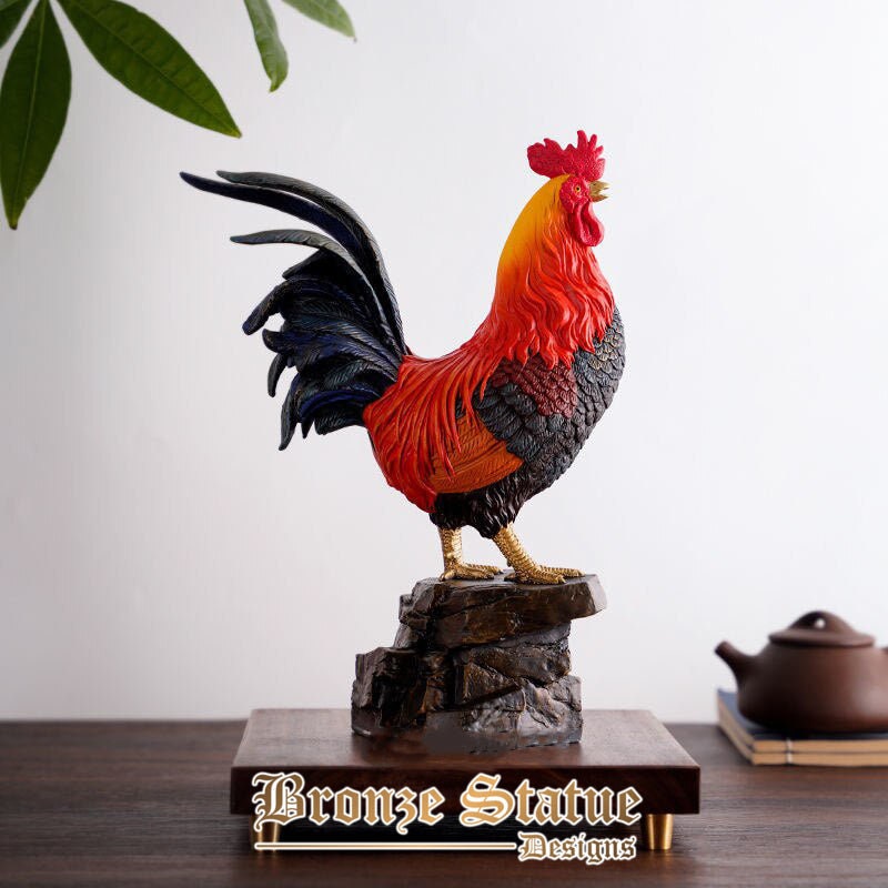 30cm bronze rooster statue bronze statue of standing rooster feng shui zodiac animal chicken chook for home art decoration