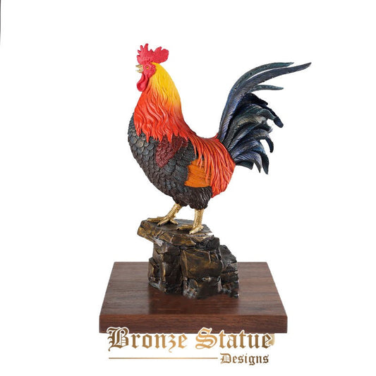 30 cm Bronze-Hahn-Statue Bronze-Statue des stehenden Hahns Feng Shui Sternzeichen Tier Huhn Chook für Kunstdekoration zu Hause