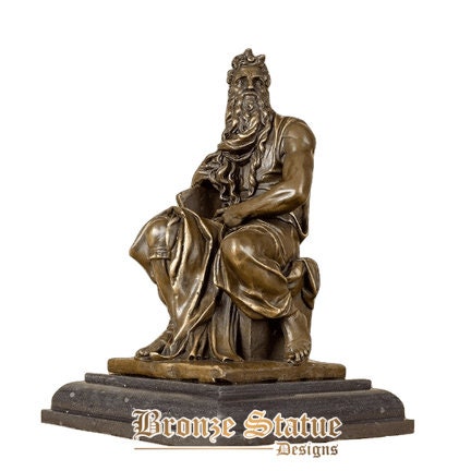 12in | 30cm | bronze moses statue bronze sculpture replica by michelangelo famous western sculpture figurine collectible art home decor