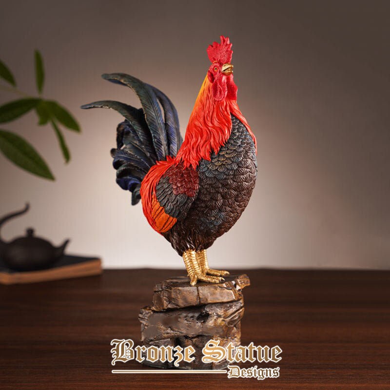 30cm bronze rooster statue bronze statue of standing rooster feng shui zodiac animal chicken chook for home art decoration