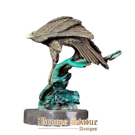 12in | 30cm | Estátua de águia de bronze escultura de águia de bronze com base de mármore estátuas de animais de bronze para decoração de casa ornamento artesanato de arte