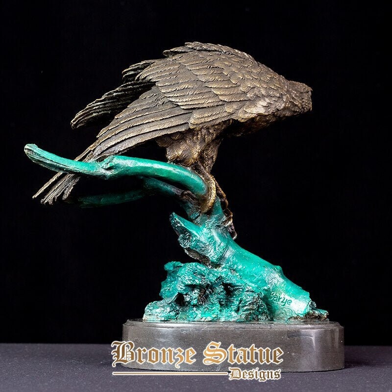 12in | 30cm | bronze eagle statue bronze eagle sculpture with marble base bronze animal statues for home decor ornament art crafts