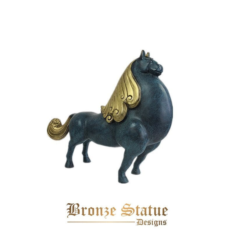 16in | 41cm | Estátua de cavalo de bronze Escultura de cavalo de bronze Estátua de estatueta animal acabamento esculturas de cavalo escritório em casa decoração de arte desktop