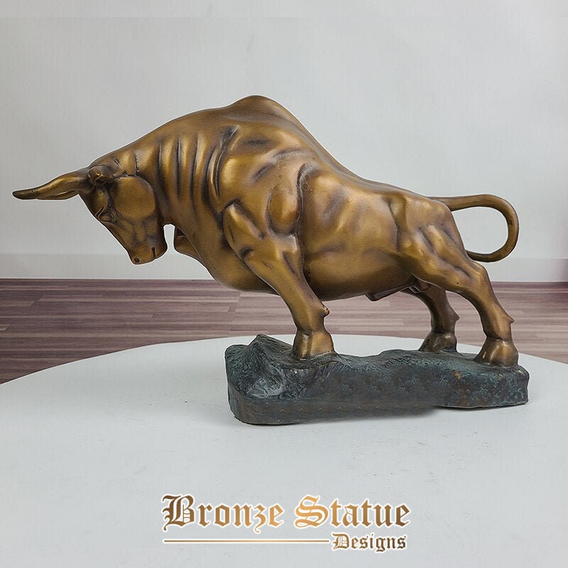 16in | 41cm | bronze bull sculpture wall street bronze fierce bull statue animals sculpture for home office decoration craft ornaments