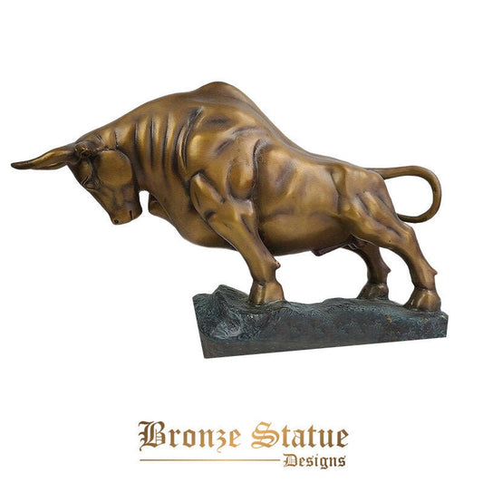 16in | 41cm | bronze bull sculpture wall street bronze fierce bull statue animals sculpture for home office decoration craft ornaments