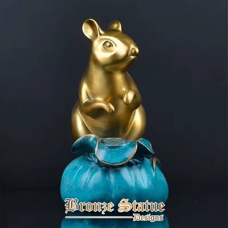 Modern art bronze mouse sculpture sitting mouse bronze statue office wealth mascot ornament home decoration crafts