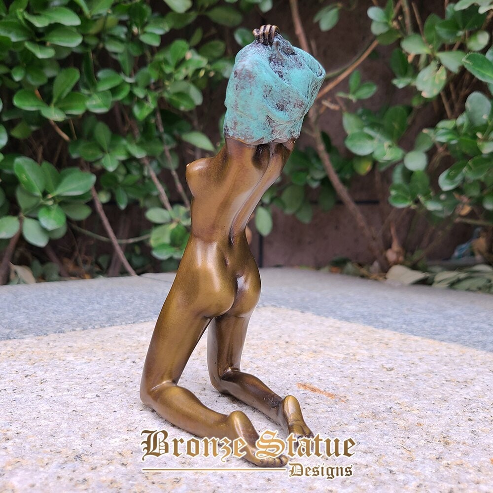 Modern art bronze hot sexy girl statue bronze kneeled nude female sculpture abstract female figurine home hotel decor crafts