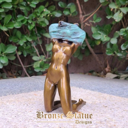 Modern art bronze hot sexy girl statue bronze kneeled nude female sculpture abstract female figurine home hotel decor crafts